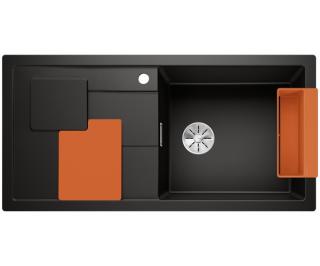 Zlewozmywak Blanco SITY XL 6 S Czarny z akcesoriami orange, prawa, InFino 525967