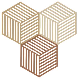 Zestaw 3 podkładek pod naczynia Zone Denmark Hexagon KhakiSandAlmond