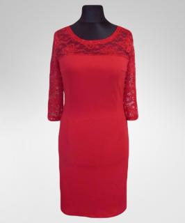 Kobieca sukienka z koronką XXL - odcień czerwieni