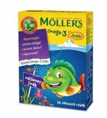 Mollers Omega-3 Rybki Malinowy smak 36 żelowych rybek