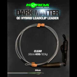 Korda - Dark Matter Leader QC Hybrid Clip Clear 40LB 50CM - zestaw antysplątaniowy z bezpiecznym klipsem zestaw antysplątaniowy z bezpiecznym klipsem