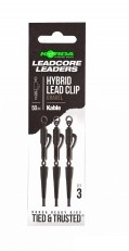 Korda - Kabel Leadcore Leader Hybrid Lead Clip 50cm Gravel - gotowe leadcore z klipsem gotowy leadcore