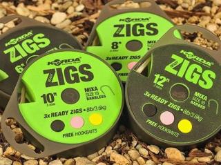 Korda - Ready Zigs 10 Barbed Size 10/360cm/3 Zigs On Spool - gotowe przypony gotowe przypony