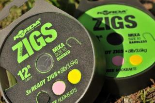 Korda - Ready Zigs 12 Barbed Size 10/360cm/3 Zigs On Spool - gotowe przypony gotowe przypony