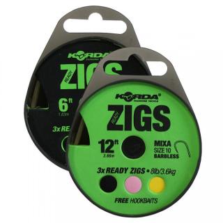 Korda - Ready Zigs 8 Barbless Size 10/240cm/3 Zigs On Spool - gotowe przypony gotowe przypony