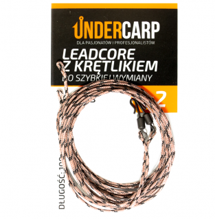 Under Carp - leadcore z krętlikiem do szybkiej wymiany 45 lbs / 100 cm brązowy 100 cm leadcore z klipsem uniwersalnym 45 lbs / 100 cm brązowy
