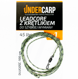Under Carp - leadcore z krętlikiem do szybkiej wymiany 45 lbs / 100 cm zielony leadcore z krętlikiem do szybkiej wymiany 45 lbs / 100 cm zielony