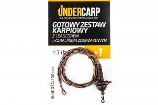 Under Carp - zestaw karpiowy z leadcorem i koralikiem zderzakowym 45 lbs 100cm brązowy zestaw karpiowy