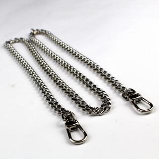 Łańcuszek metalowy do torebki z karabińczykami-  oczka 12/9 mm - NIKIEL- 100 cm