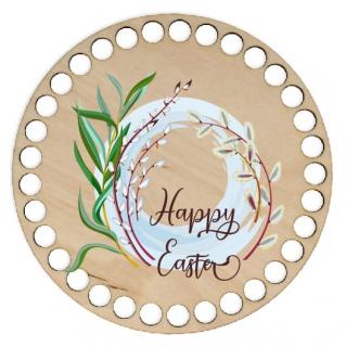 Okrągłe dno ze sklejki- HAPPY EASTER- BAZIE- 15 cm