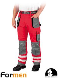 LH-FMNX-T (CSB) Czerwone spodnie robocze do pasa z pasami odblaskowymi