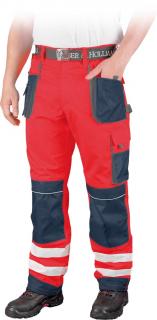 LH-FMNX-T_CGS Czerwone spodnie robocze do pasa z pasami odblaskowymi