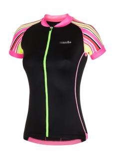 Damska koszulka rowerowa zeroRH+ Paint W BLACK/FLUO PINK/FLUO STRIPES - XL