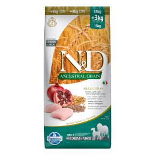 ND Ancestral Grain SELECTION CHICKEN Medium / Maxi Adult 12kg + 3kg = 15kg Farmina