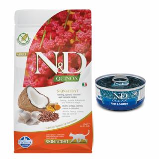 ND QUINOA SKIN COAT HERRING 1,5kg Adult CAT Farmina śledź + puszka 70g nd 1x ocean tuna salmon