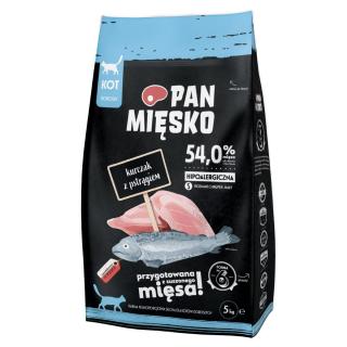 Pan Mięsko Kurczak z Pstrągiem 5kg dla kotów chrupki S