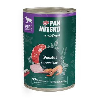 Pan Mięsko z Ziołami 400g Pasztet z Krewetkami puszka dla psa