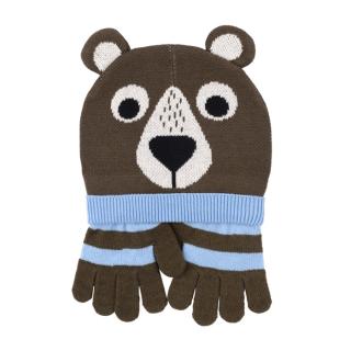 Zoocchini Komplet Jesienny dla Dzieci Czapka i Rękawiczki Miś S