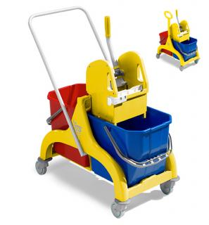 TTS NICK wózek dwuwiaderkowy do sprzątania 2x15L lub 2x25L - 25L, szary, Uchwyt plastikowy do prowadzenia