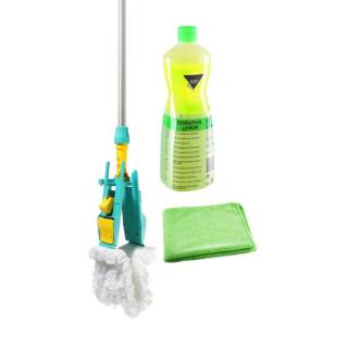 TTS zestaw do mycia podłogi - mop Light 3 otwory kompletny- bawełna- 40 cm, płyn sensative lemon, ściereczka z mikrofibry GRATIS - kij aluminiowy