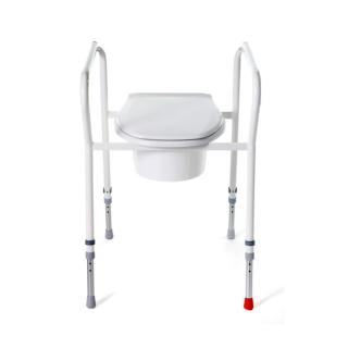 Krzesło toaletowe z wiaderkiem dla osób z usztywnieniem biodrowym