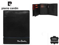 Portfel męski skórzany w pudełku Pierre Cardin 326 TILAK15 Czarny z Niebieskim