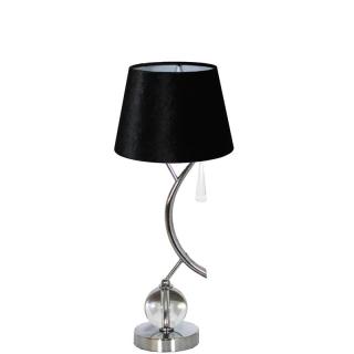 LAMPA STOŁOWA SREBRNA ABAŻUR BEŻOWY EH402-TS1BK