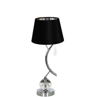 LAMPA STOŁOWA SREBRNA ABAŻUR CZARNY EH402-TS1CHBK