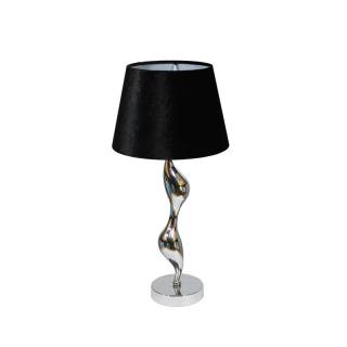 LAMPA STOŁOWA SREBRNA CZARNY ABAŻUR  EH401-TS1BK