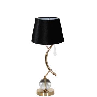 LAMPA ZŁOTA STOŁOWA ABAŻUR CZARNY EH402-TS1BK