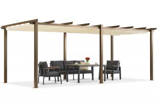Barbados terasová pergola 3x6 m Garden Point woodlike-béžová