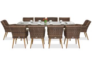 Exkluzivní jídelní set s velkým stolem Cordoba pro 10 osob Garden Point brown