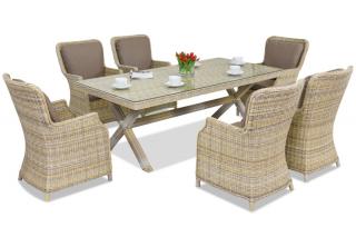 Exkluzivní ratanová jídelní souprava London Garden Point techn béžová