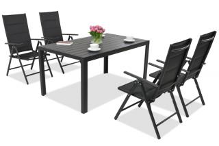Hliníkový zahradní nábytek z polywoodového dřeva Verona pro 4 osob Garden Point černý