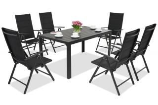Hliníkový zahradní nábytek z polywoodového dřeva Verona pro 6 osob Garden Point černý