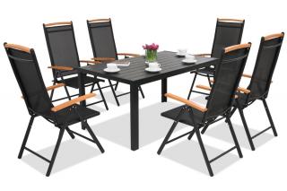 Hliníkový zahradní nábytek z polywoodového dřeva Verona Wood pro 6 osob Garden Point  černý
