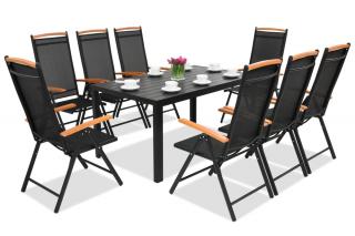 Hliníkový zahradní nábytek z polywoodového dřeva Verona Wood pro 8 osob Garden Point černý