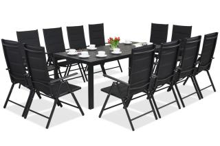 Hliníkový zahradní nábytek z polywoodu s velkým stolem Verona pro 12 osob Black Garden Point