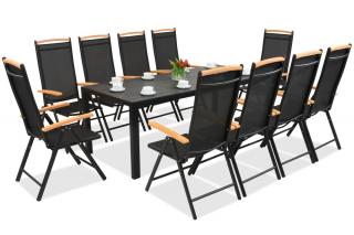Hliníkový zahradní nábytek z polywoodu Verona se stolem Wood pro 10 osob, Black Garden Point