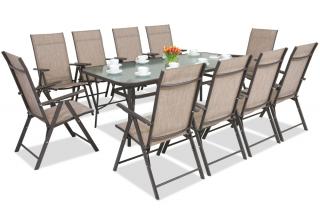 Hnědý Modena/Rosario ocelový jídelní nábytek pro X osob s velkým stolem 200 cm Garden Point