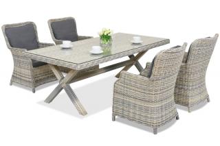 Londýnský polyratanový jídelní set pro 4 osoby Garden Point antracit