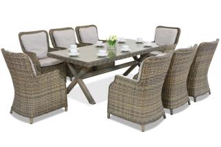 Londýnský polyratanový jídelní set pro 8 osob Garden Point cappuccino