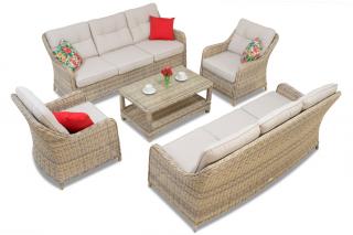 Luxusní sada nábytku z technorattanu Toledo Coffee 8 béžová Garden Point