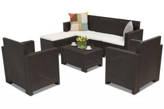 Nábytek do obývacího pokoje z technorattanu Nebraska Relax Corner 6 hnědá Bica