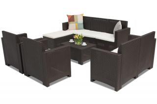 Nábytek do obývacího pokoje z technorattanu Nebraska Relax Corner 8 hnědá Bica