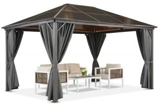 Pavilon Milos 3 x 4 m se závěsy Garden Point šedé