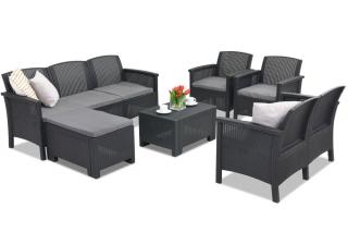 Sestava obývacího nábytku Technrattan Venezia Relax Corner 8 antracit Bica