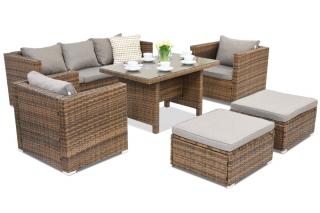 Technorattanový zahradní nábytek Roma Apetito 5 + 2 pufy Garden Point hnědý