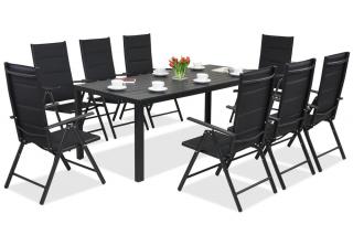 Zahradní nábytek z hliníkového polywoodu s velkým stolem Verona pro 8 osob Black Garden Point
