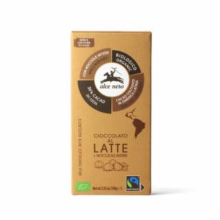 Alce nero czekolada mleczna z całymi orzechami laskowymi fair trade bio 100 g